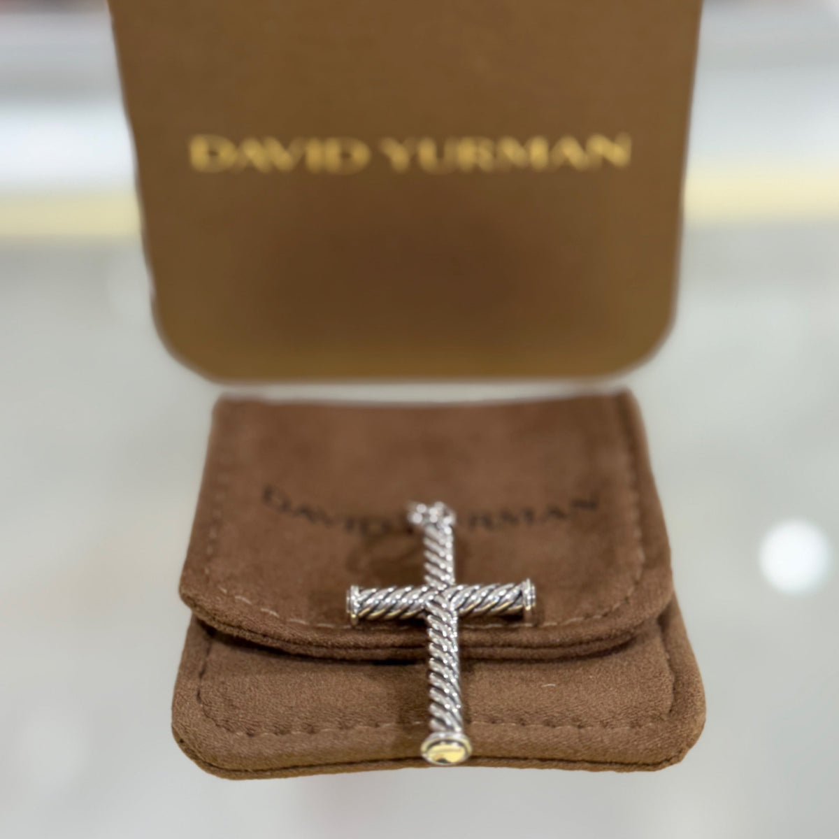David Yurman Cable Cross Pendant - Sterling Silver, 35mm