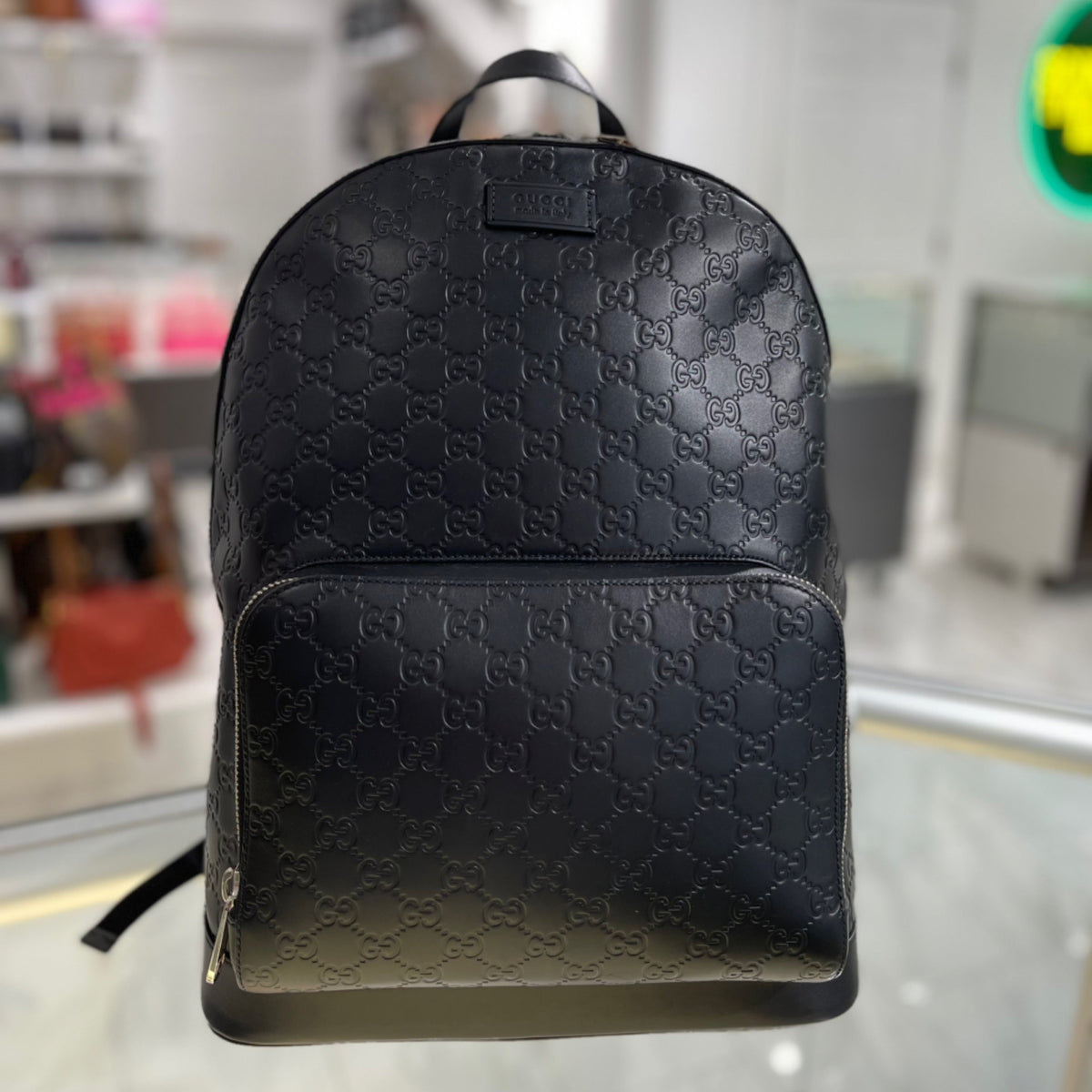 Gucci Signature Backpack - Black Guccsissima Embossed Leather (2461072)