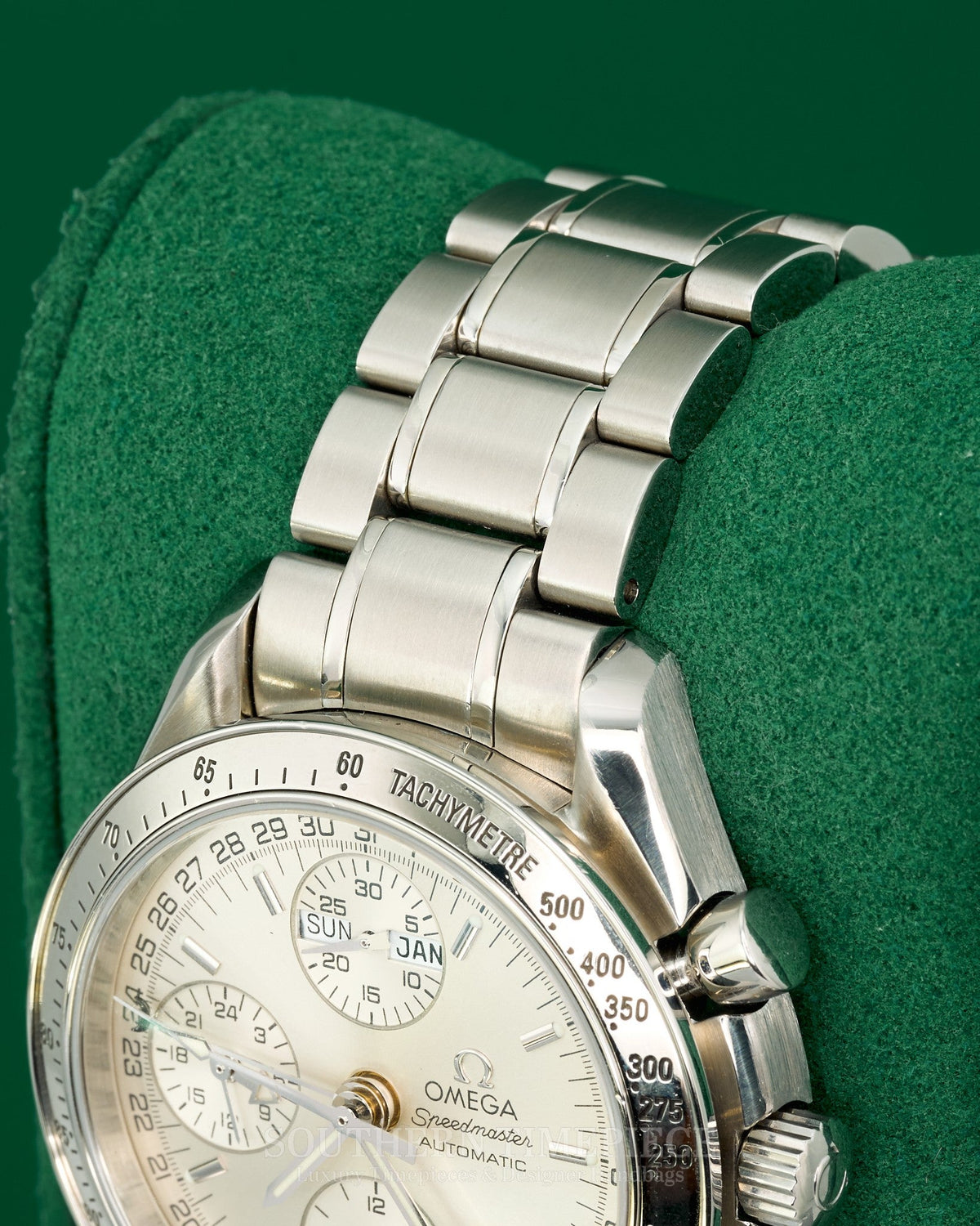 39mm Omega Speedmaster Triple Date Chronograph with Silver Dial in Stainless Steel (Ref: 3523.30)(Year: ~1999-2007)