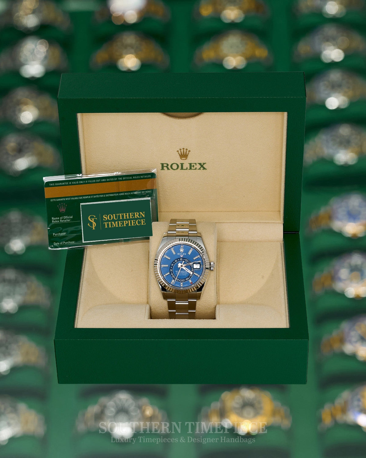 42mm Rolex Sky-Dweller in 18kt White Gold and Oystersteel with Blue Dial on Oyster Bracelet (Ref: 326934)(Year: 2019)(Box & Papers)