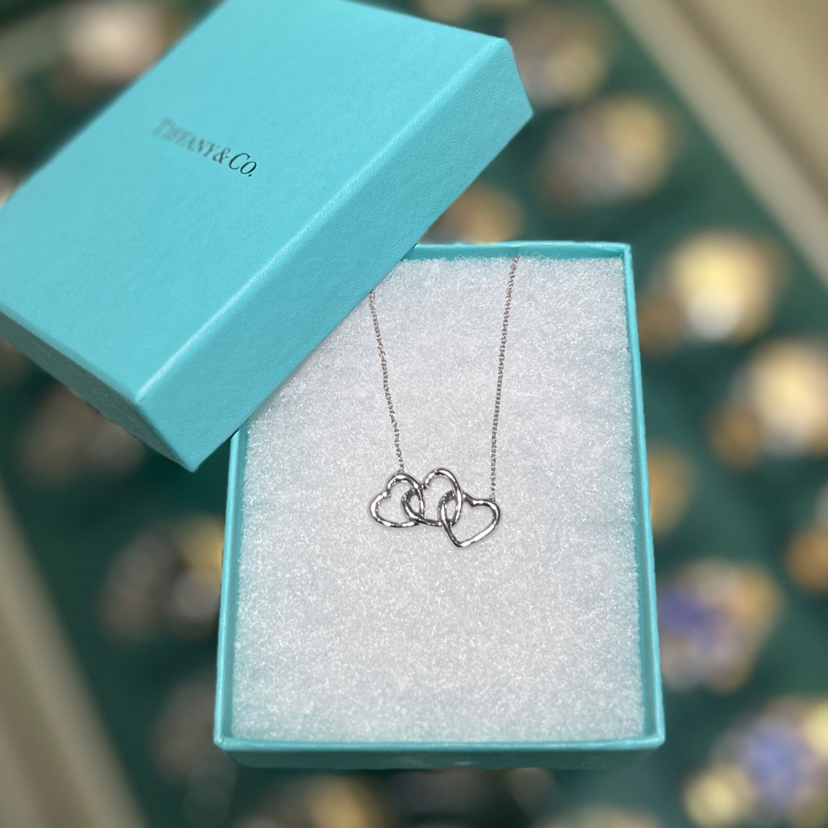 Tiffany & Co. Elsa Peretti Triple Open Heart Necklace - 925 Sterling Silver