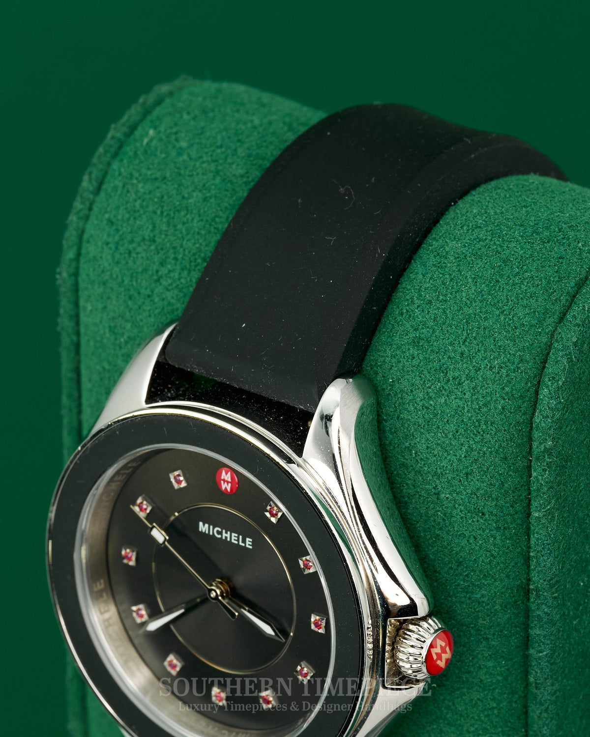 Michele Cape Watch w/ Black Silicone Band