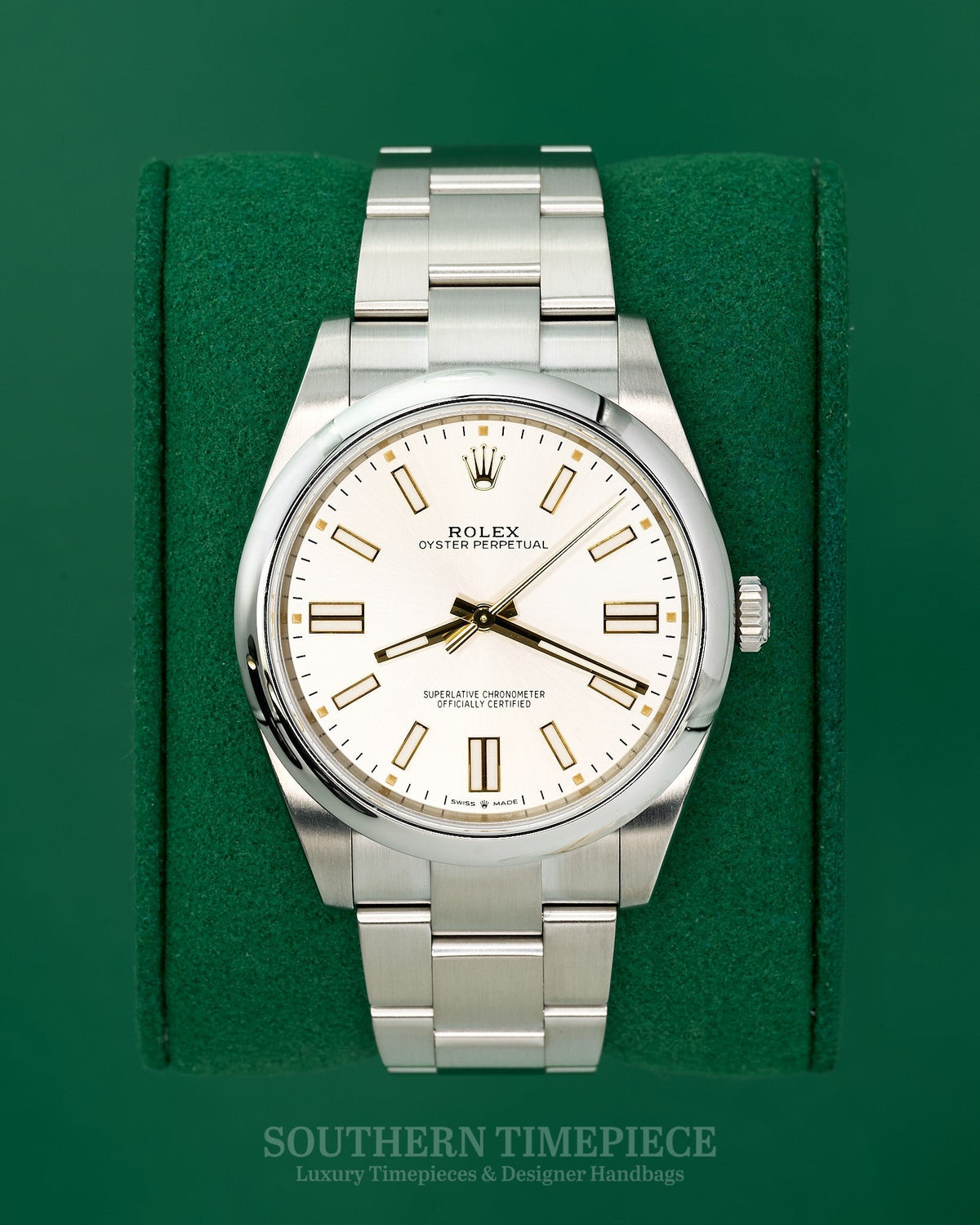 41mm Rolex Oyster Perpetual Silver Stick in Stainless Steel on Oyster (Ref: 124300)(Year: 2020)(Box & Papers)