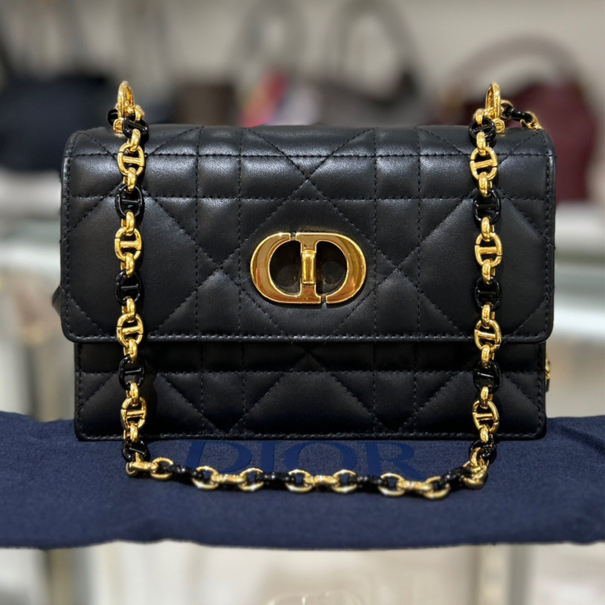 Christian Dior Miss Caro Mini - Black Macrocannage Lambskin