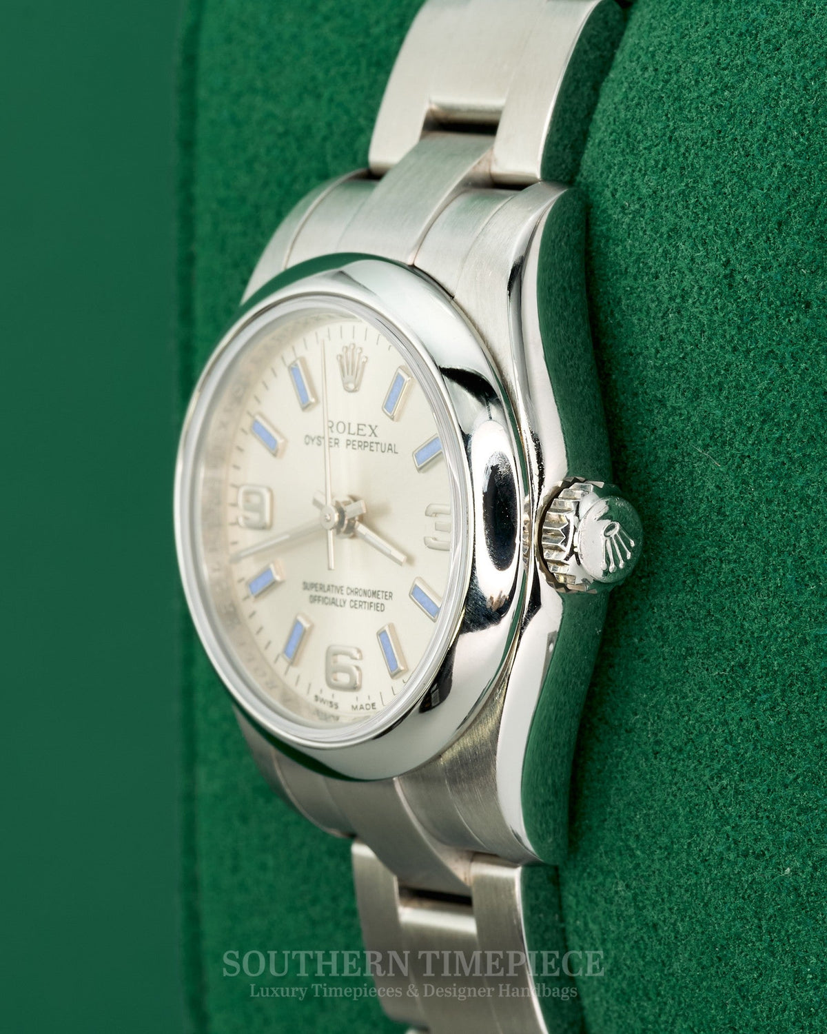 26mm Rolex Oyster Perpetual with Silver Arabic Stick Dial in Stainless Steel on Oyster (Ref: 176200)(Year: 2011+)