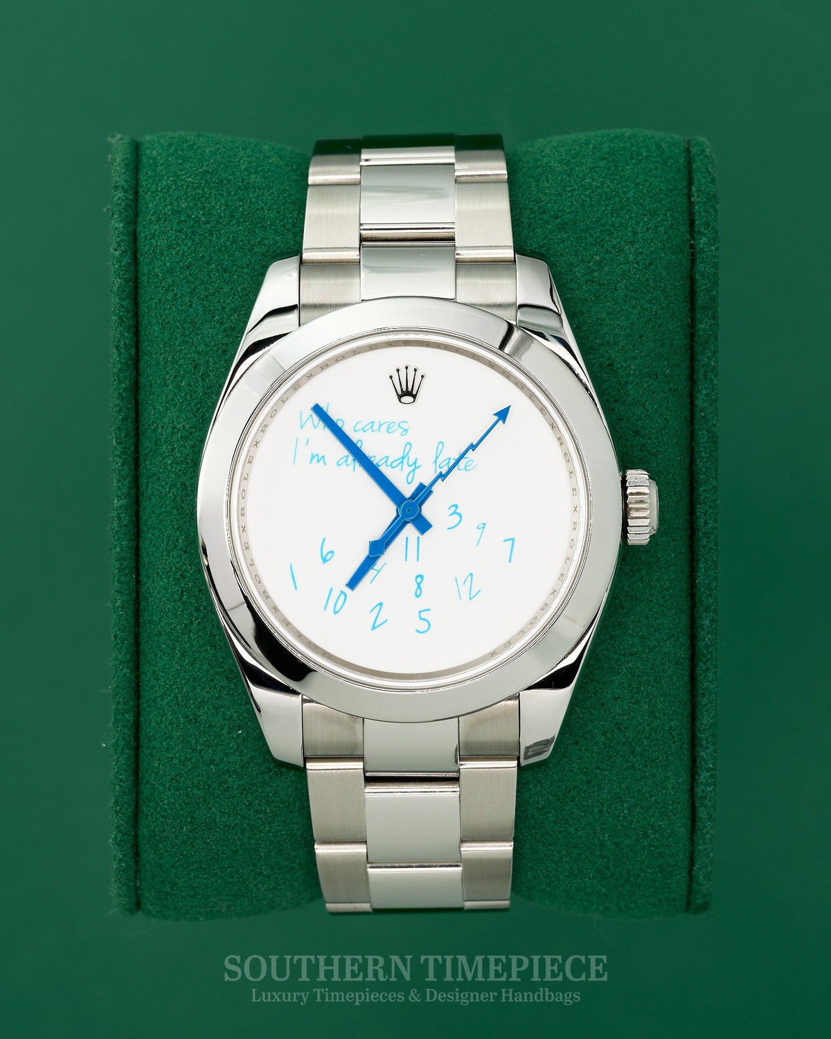 40mm Rolex Milgauss "Who Cares I'm Already Late" featuring a Custom Dial and Hands (Ref: 116400)(Year: 2009)