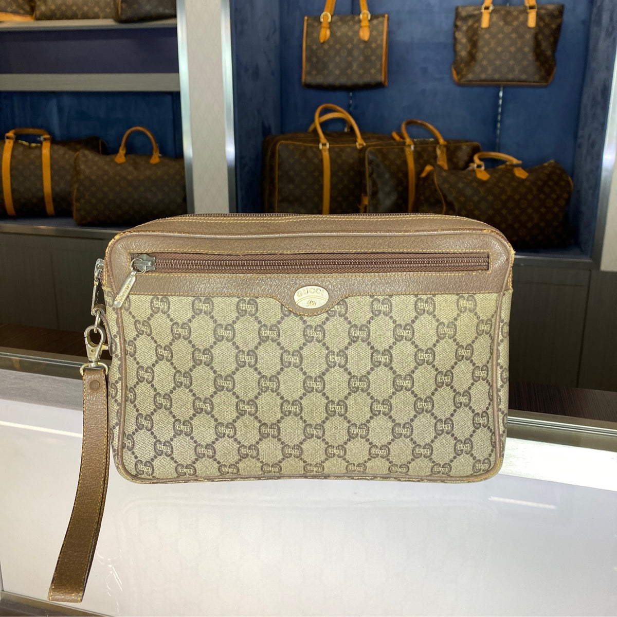 Gucci Wristlet Clutch - GG Plus Canvas