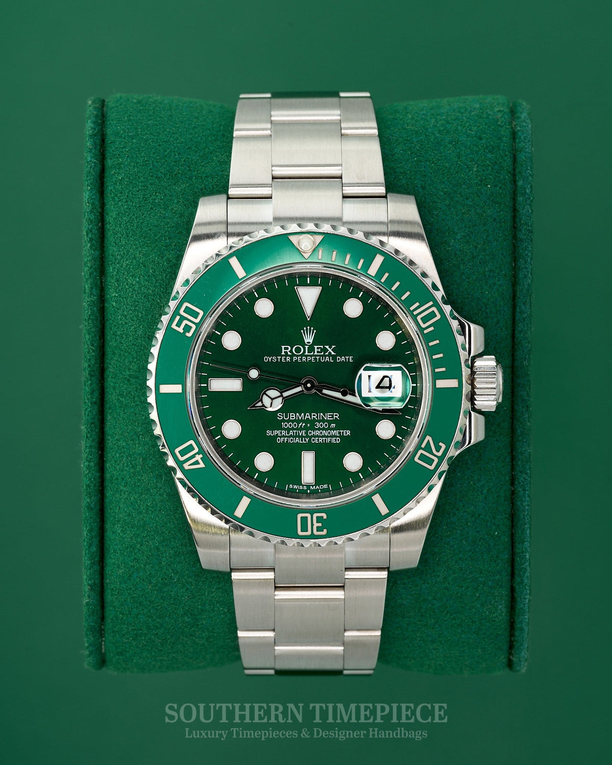 40mm Rolex Submariner "Hulk" in Stainless Steel (Ref: 116610LV)(Year: 2011)(Box & Papers)