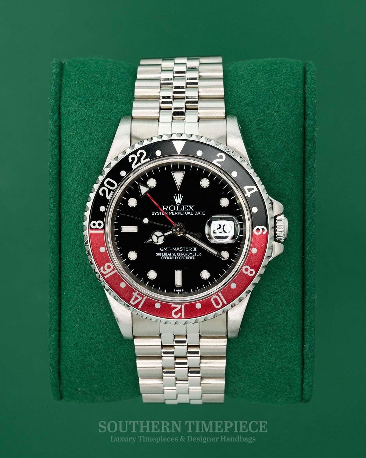 40mm Rolex GMT-Master II "Coke" in Stainless Steel with Red & Black Bezel (Ref: 16710)(Year: 1998)(Box & Appraisal)