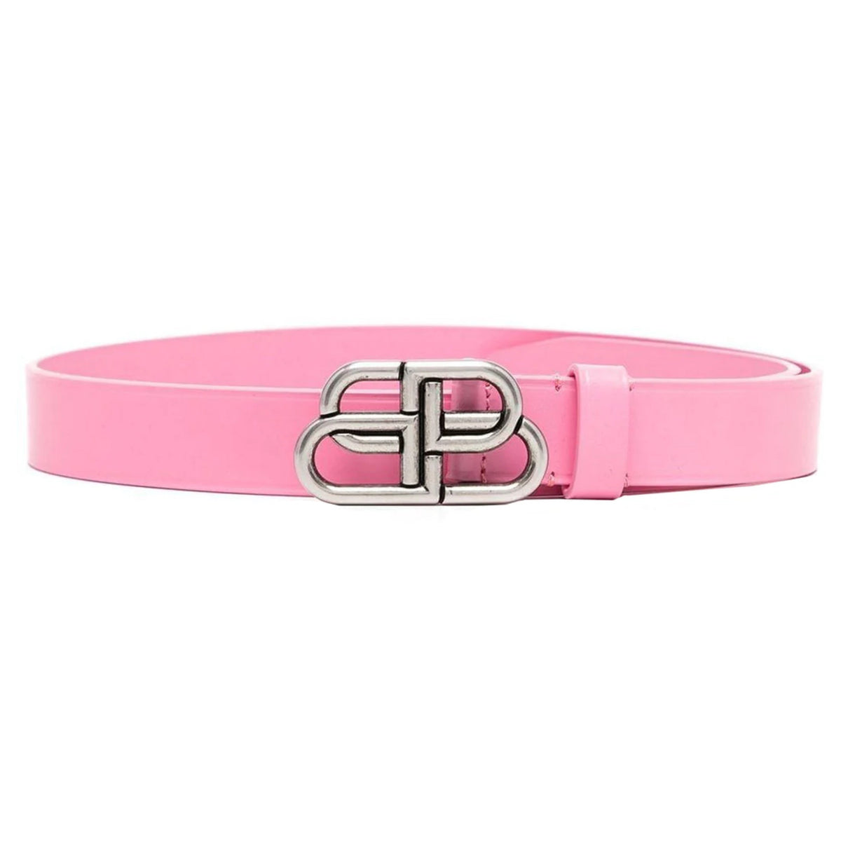 Balenciaga BB Buckle Thin Belt 75cm - Pink Leather
