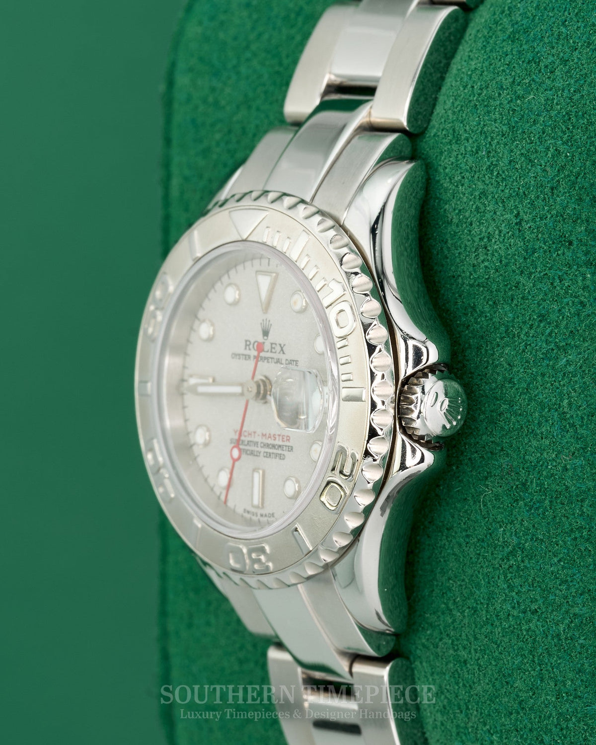 29mm Rolex Yacht-Master with Platinum Dial and Bezel in Stainless Steel on Oyster (Ref: 169622)(Year: 2002)