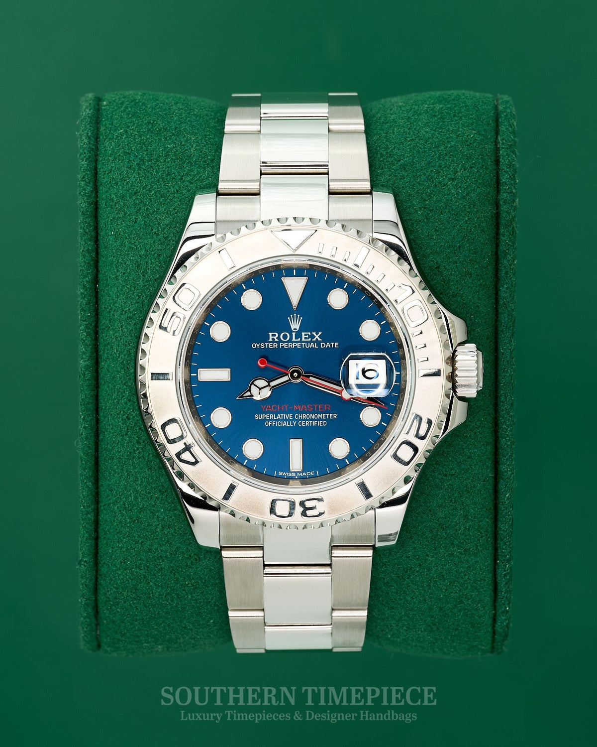 40mm Rolex Yacht-Master Platinum with Blue Dial in Stainless Steel on Oyster (Ref: 116622)(Year: 2018)(Box & Papers)(SKU: 2870130)