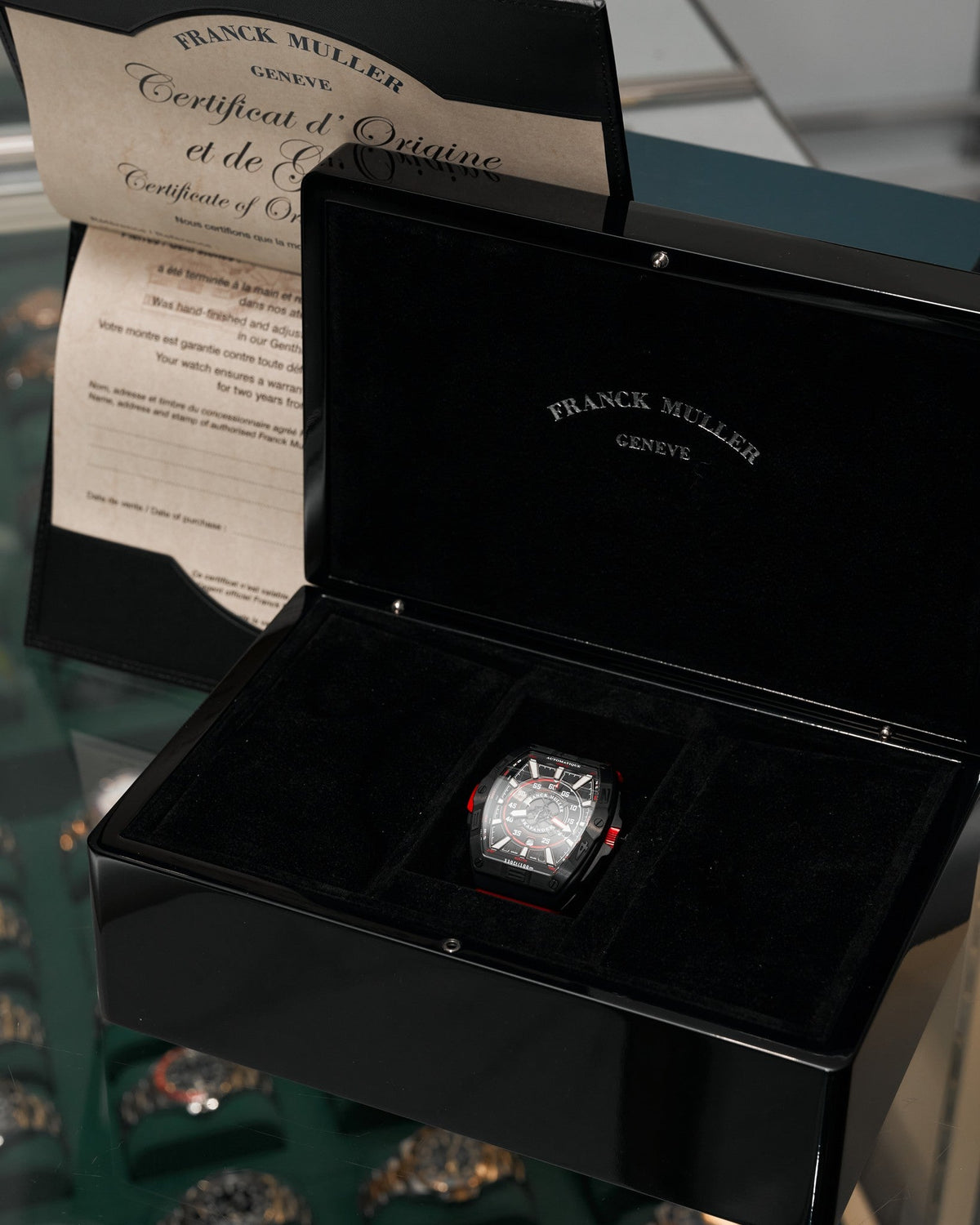 43mm Frank Muller Skafander in PVD Titanium with Red Accents on Red Rubber (Ref: SKF 43 SC DT TTNRBR)(Year: 2025)(Box & Papers)