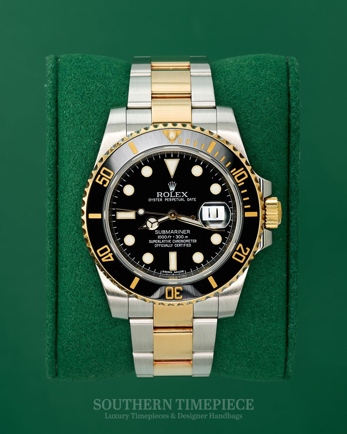 40mm Rolex Submariner in 18kt Yellow Gold and Stainless with Black Dial and Bezel (Ref: 116613LN)(Year: 2010)(Box & Appraisal)