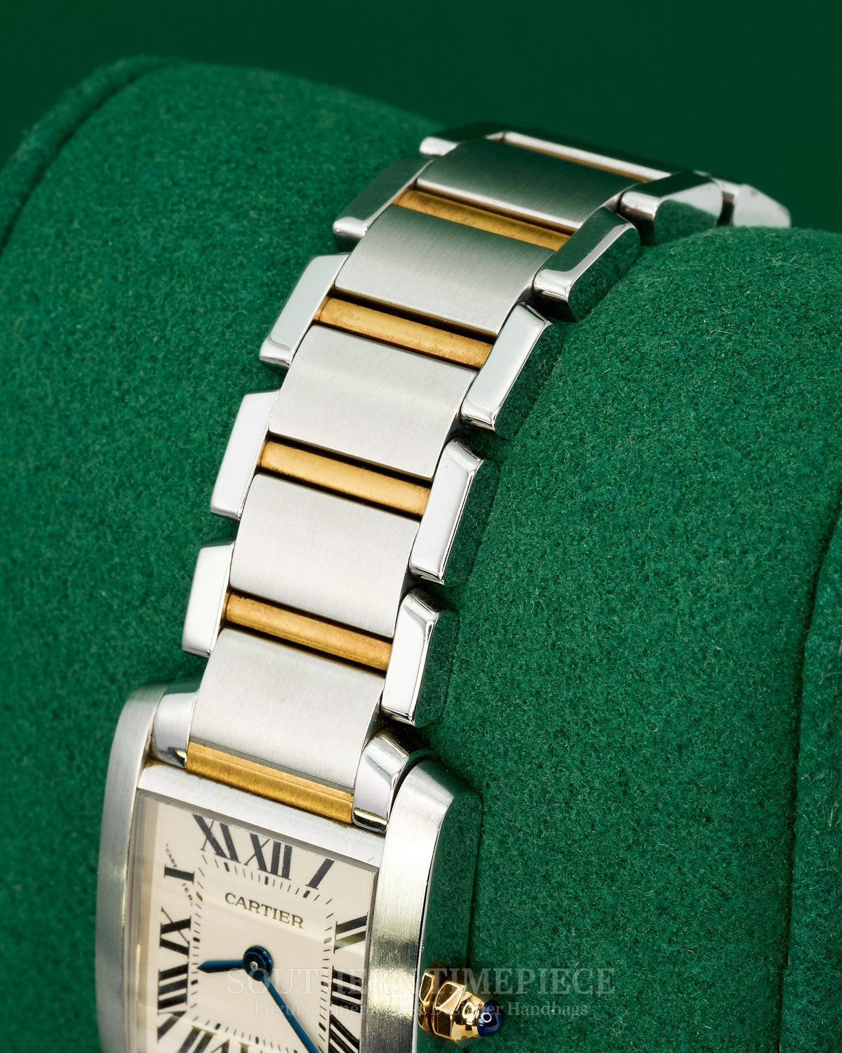 25mm Cartier Tank Francaise Small in 18kt Yellow Gold and Stainless with White Roman Numeral Dial (Ref: W51007Q4)(2000's-2010's)