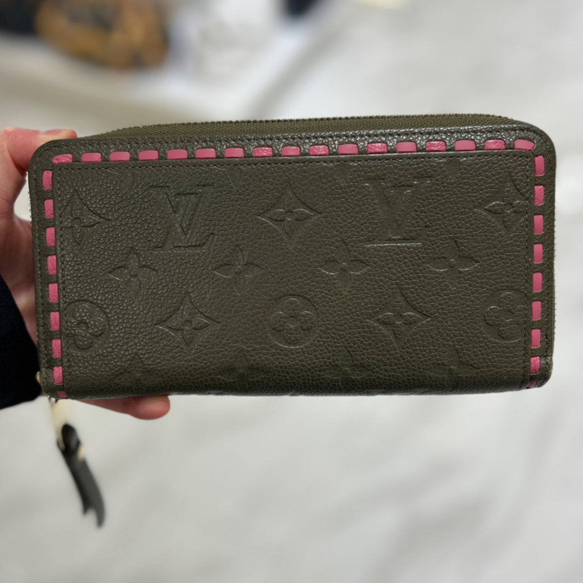 Louis Vuitton Whipstitch Zippy Wallet - Khaki Green Monogram Empreinte Leather