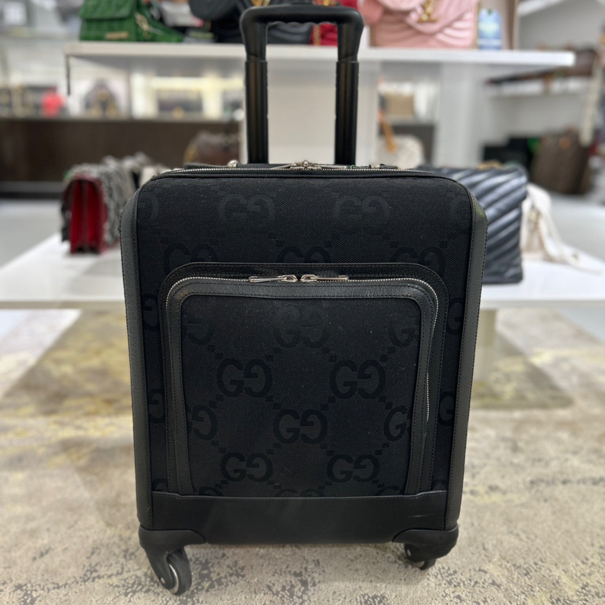 Gucci Cabin Trolley Rolling Suitcase - Black Jumbo GG Canvas