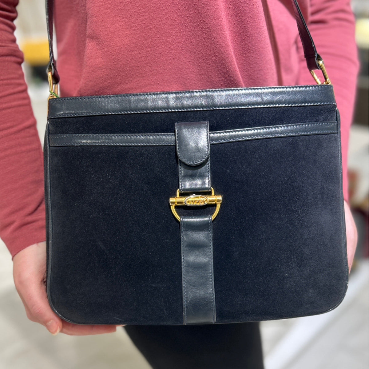Gucci Vintage Crossbody - Navy Suede