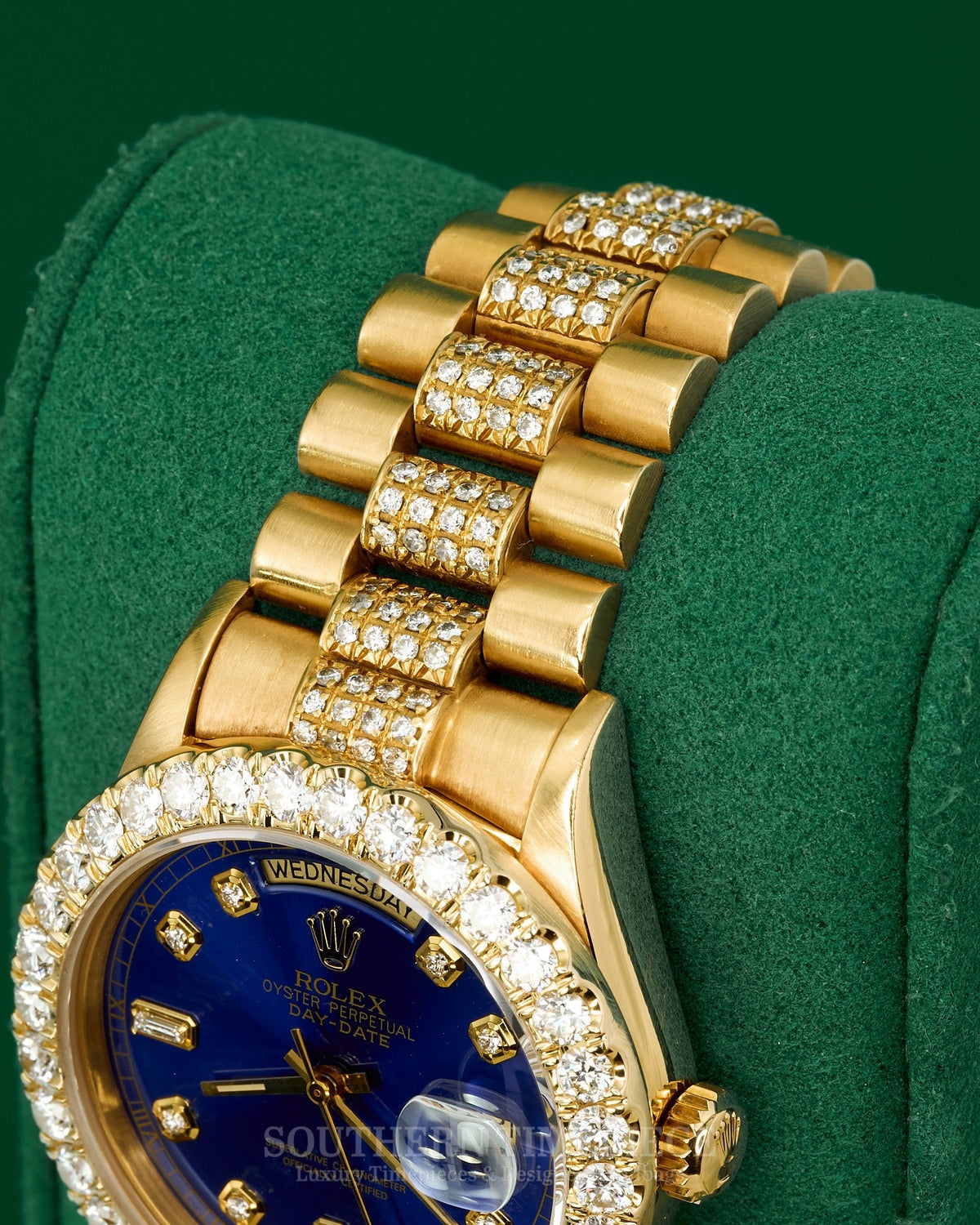 36mm Rolex Day-Date "President" in Solid 18kt Yellow Gold with Custom Natural Diamonds (Ref: 18038)(Year: 1986)(Box & Appraisal)