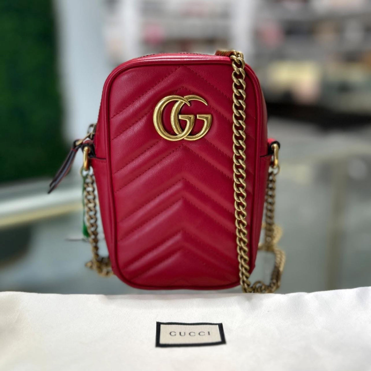 Gucci GG Marmont Mini Crossbody - Red Calfskin Leather
