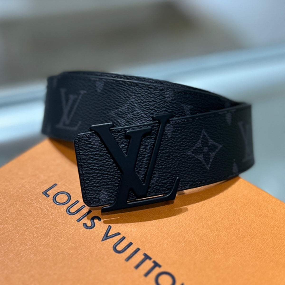 Louis Vuitton Initiales 40mm Belt - Monogram Eclipse Canvas & Black Leather (90cm)