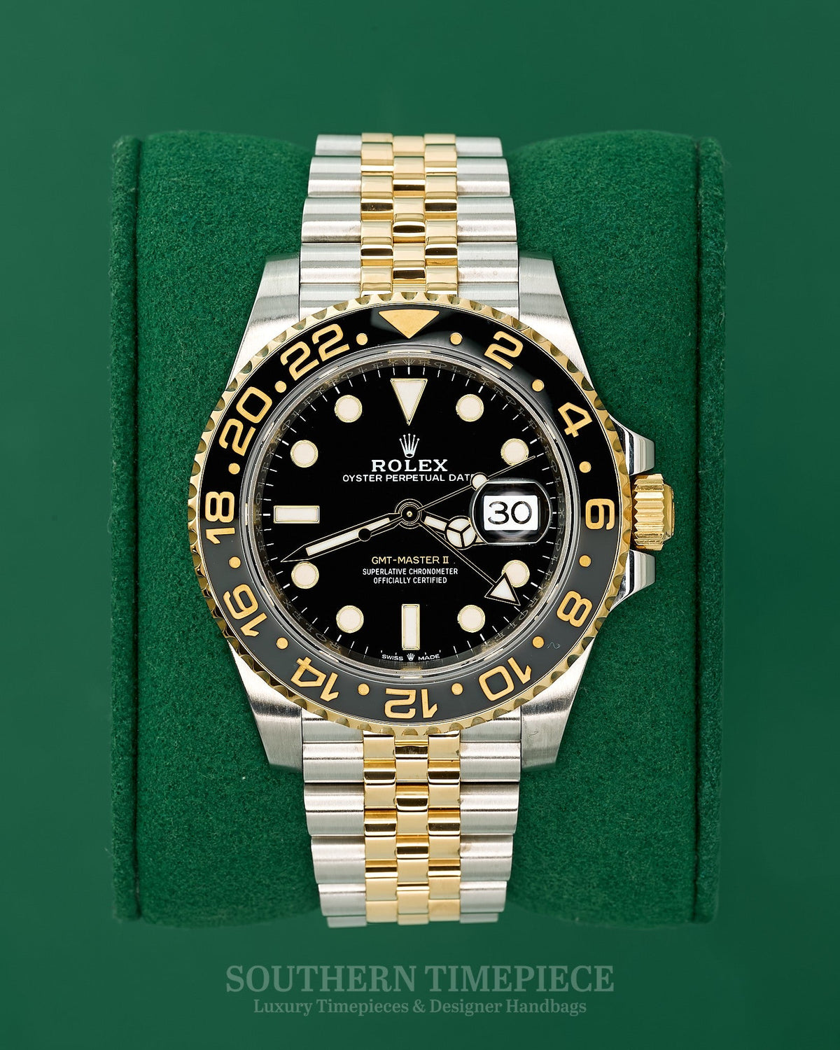 40mm Rolex GMT-Master II "GRNR" in 18kt Yellow Gold and Stainless on Jubilee with a Grey and Black Bezel (Ref: 126713GRNR)(Year: 2025)(Box & Papers)(SKU: 5682542)