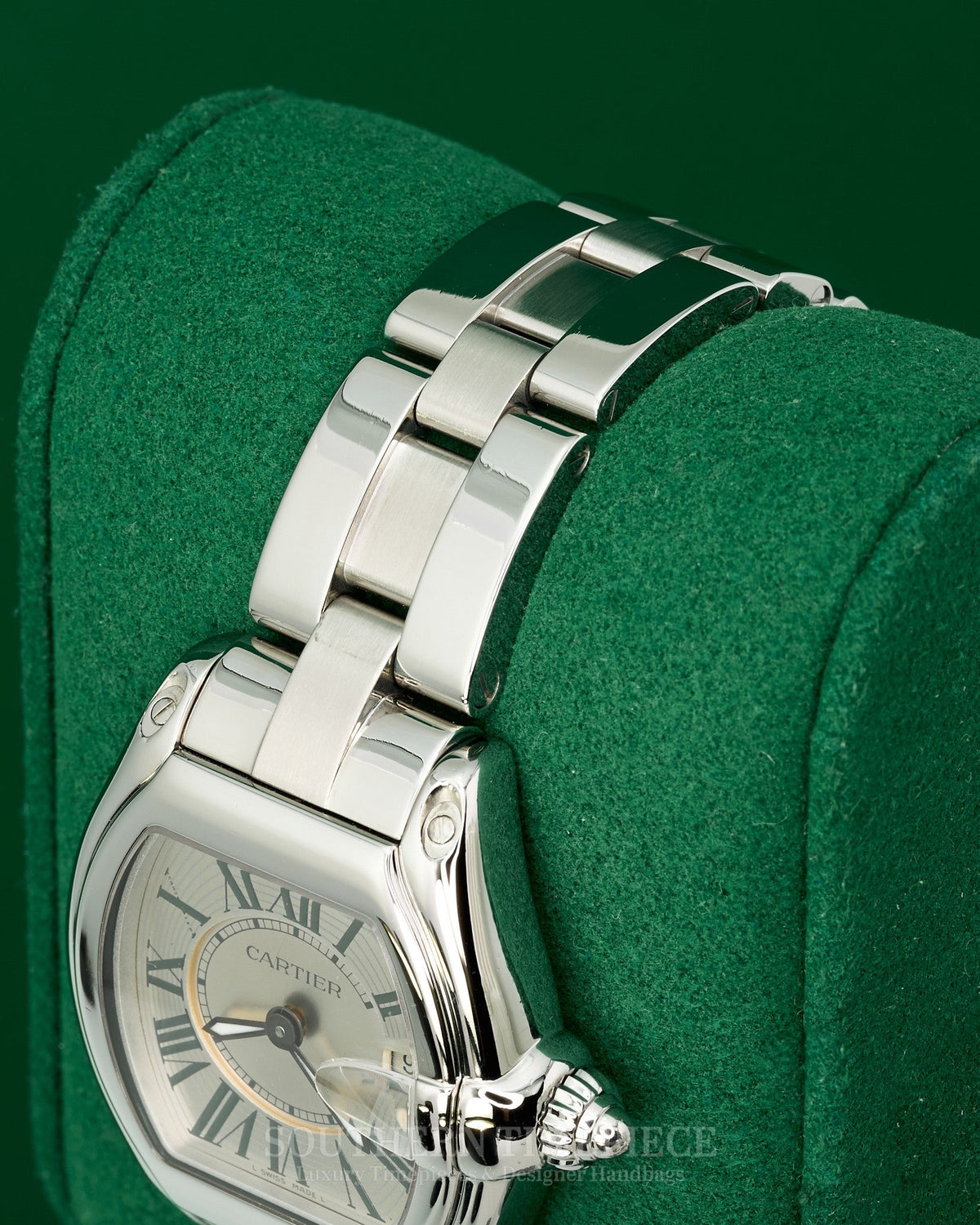 32mm Cartier Roadster in Stainless Steel with Silver Roman Dial on Stainless Bracelet (Ref: W62016V3)