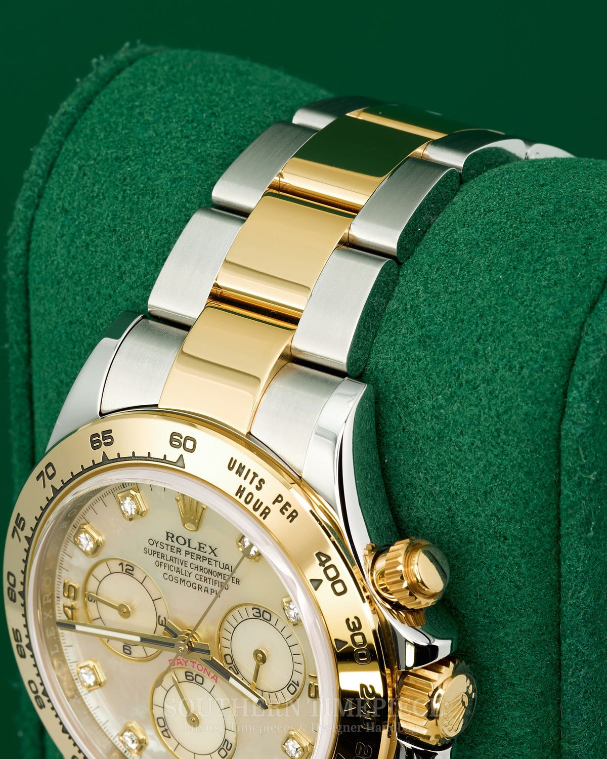 40mm Rolex Daytona with Rare Factory Mother of Pearl Diamond Dial in 18kt Yellow Gold and Stainless on Oyster (Ref: 116503)(Year: 2016)(Box & Papers)(SKU: W552133)