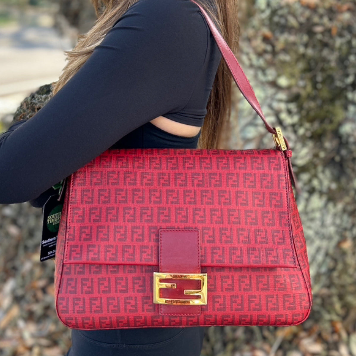 Fendi Mamma Baguette - Red FF Canvas