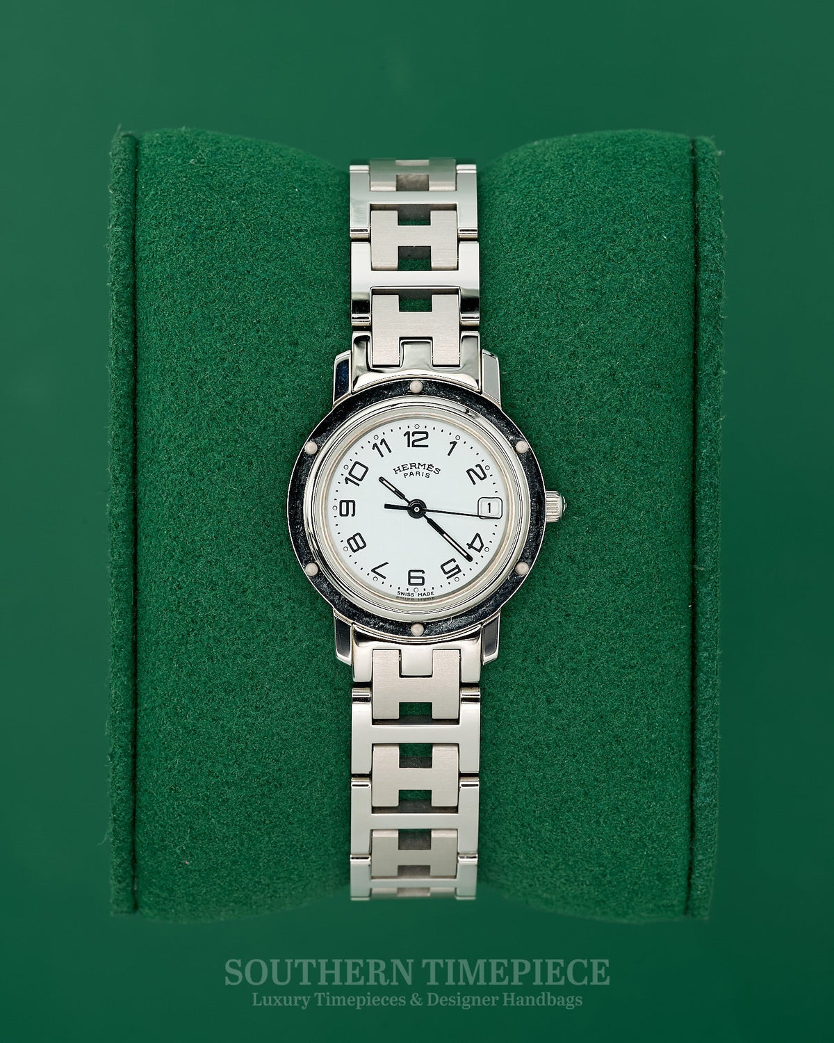24mm Hermès Clipper Watch in Stainless Steel with White Numeral Dial (Ref: CL4.210)(Year: ~2000-2010's)