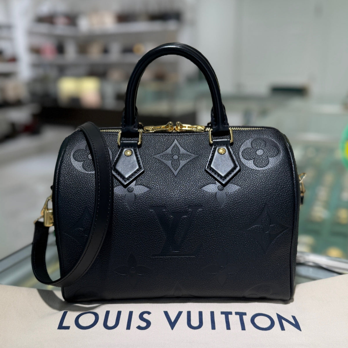 Louis Vuitton Speedy Bandouliere 25 - Black Monogram Empreinte Leather