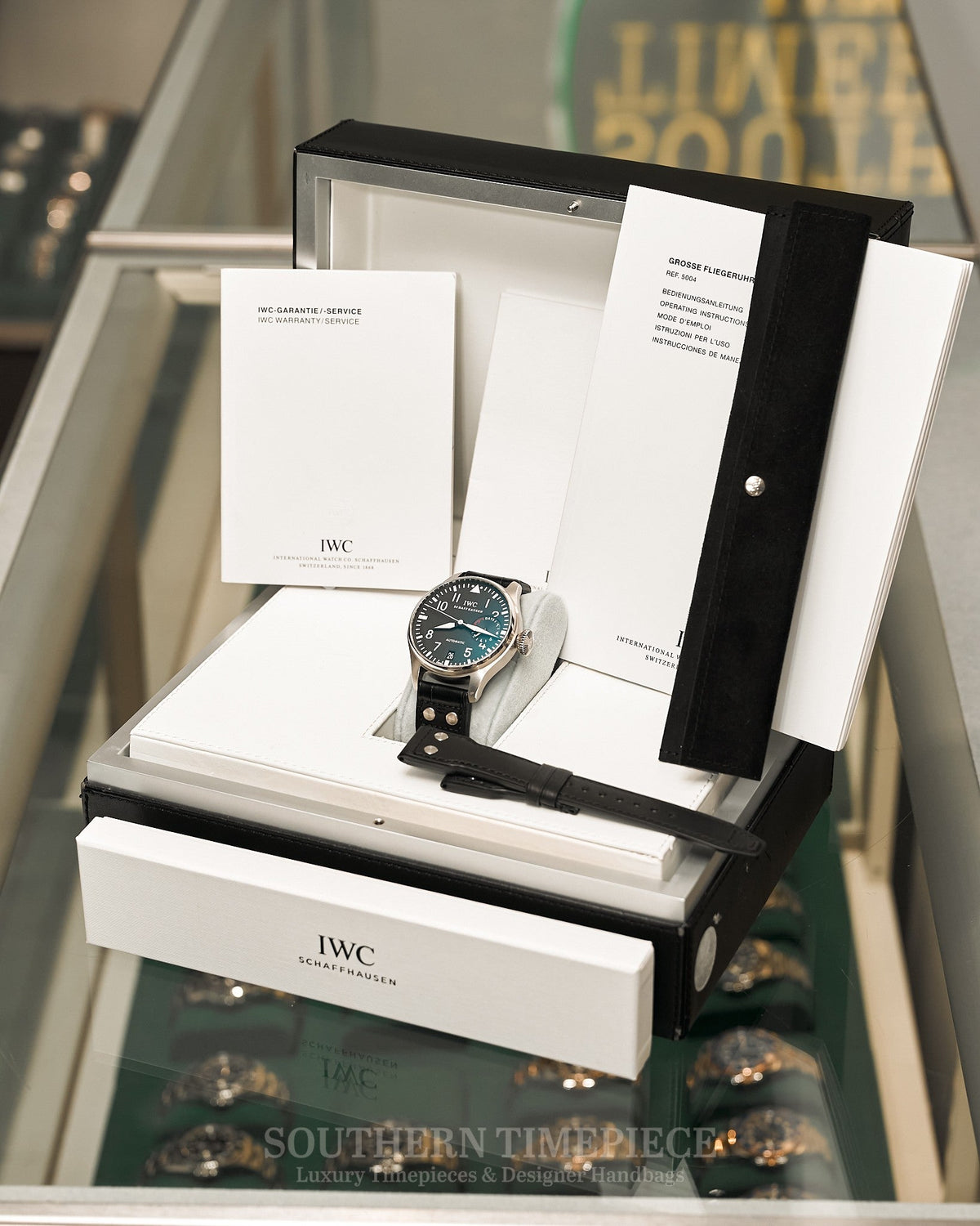 46mm IWC Big Pilot's Automatic in Stainless Steel on Black Alligator Leather Strap with Power Reserve Indicator and Date (Ref: IW500401)(Box & Papers)
