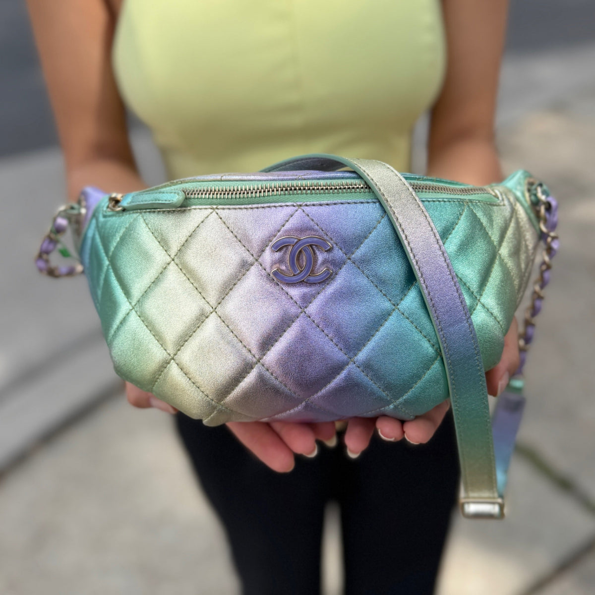 Chanel Belted Bum Bag - Quilted Iridescent Gradient Lambskin Leather (2024)