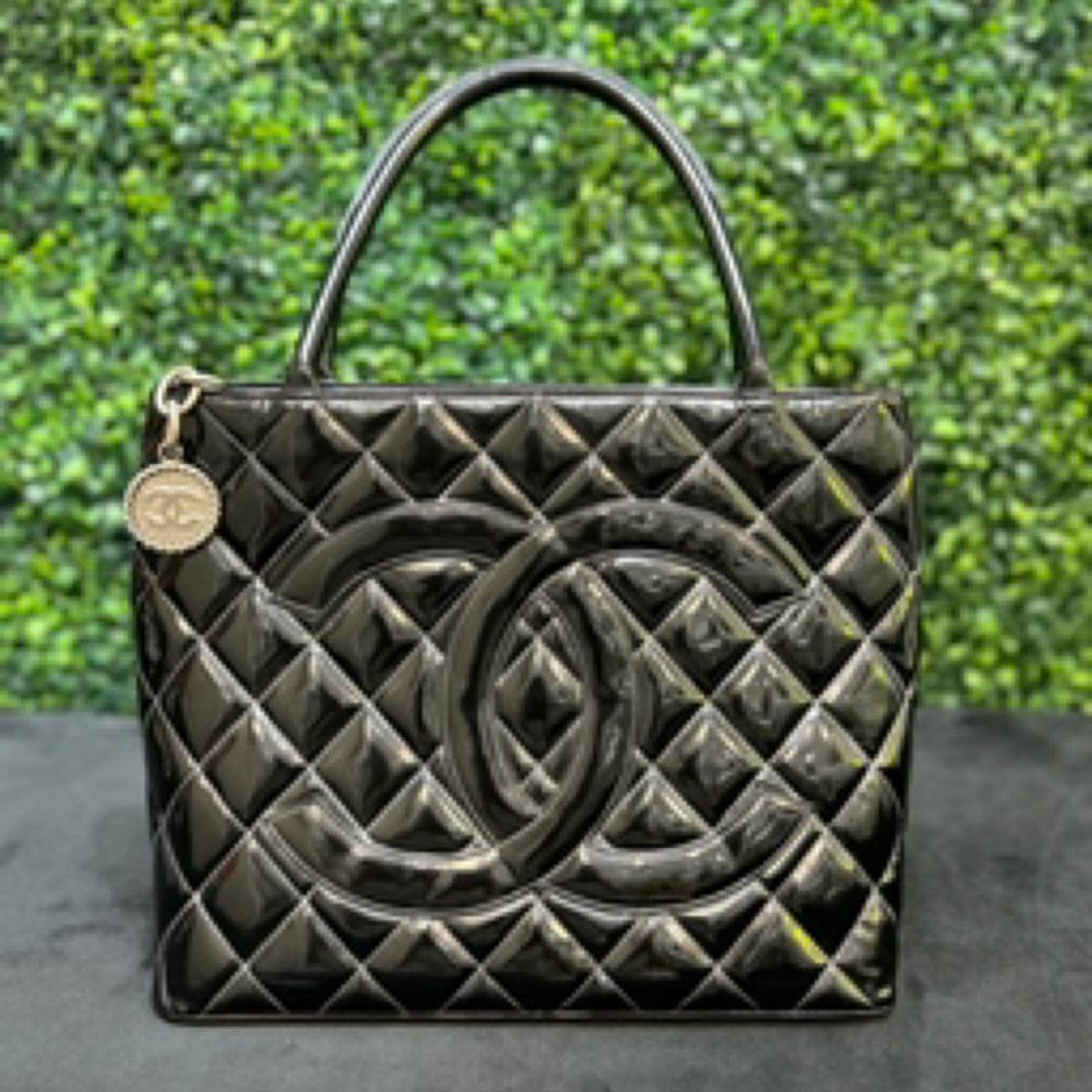 Chanel Medallion Tote SHW - Black Patent Leather