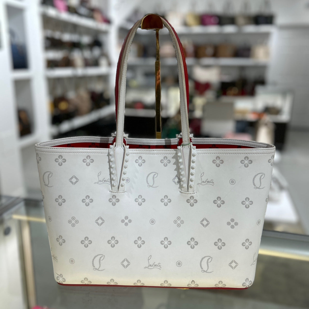 Christian Louboutin Loubinthesky East West Tote Bag - White Calfskin Leather