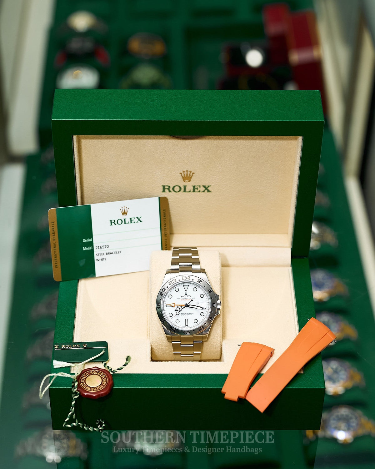 42mm Rolex Explorer II "Polar" in Stainless Steel with White Dial (Ref: 216570)(Year: 2015)(Box & Papers)