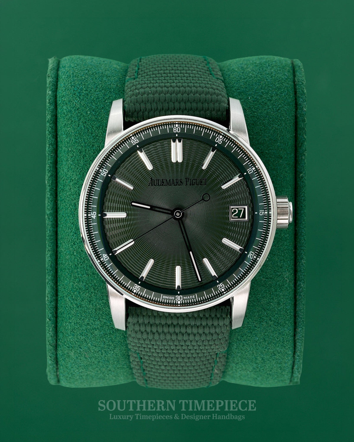Brand New 2024 41mm Audemars Piguet Code 11.59 Green in Stainless Steel on Green Rubber (Ref: 15210ST)(Year: 2024)(Box & Papers)