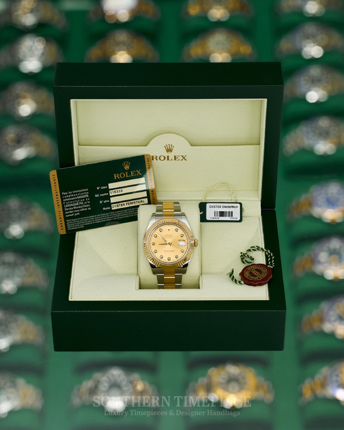 41mm Rolex Datejust in 18kt Yellow Gold and Stainless with Factory Champagne Diamond Dial (Ref: 116333)(Year: 2016)(Box & Papers)