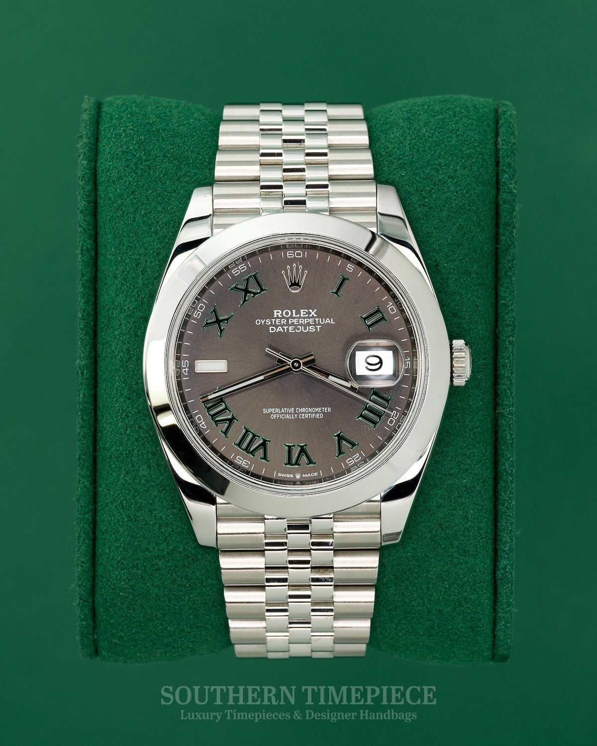41mm Rolex Datejust "Wimbledon" in Stainless Steel on Jubilee Bracelet (Ref: 126300)(Year: 2019)(Box & Papers)