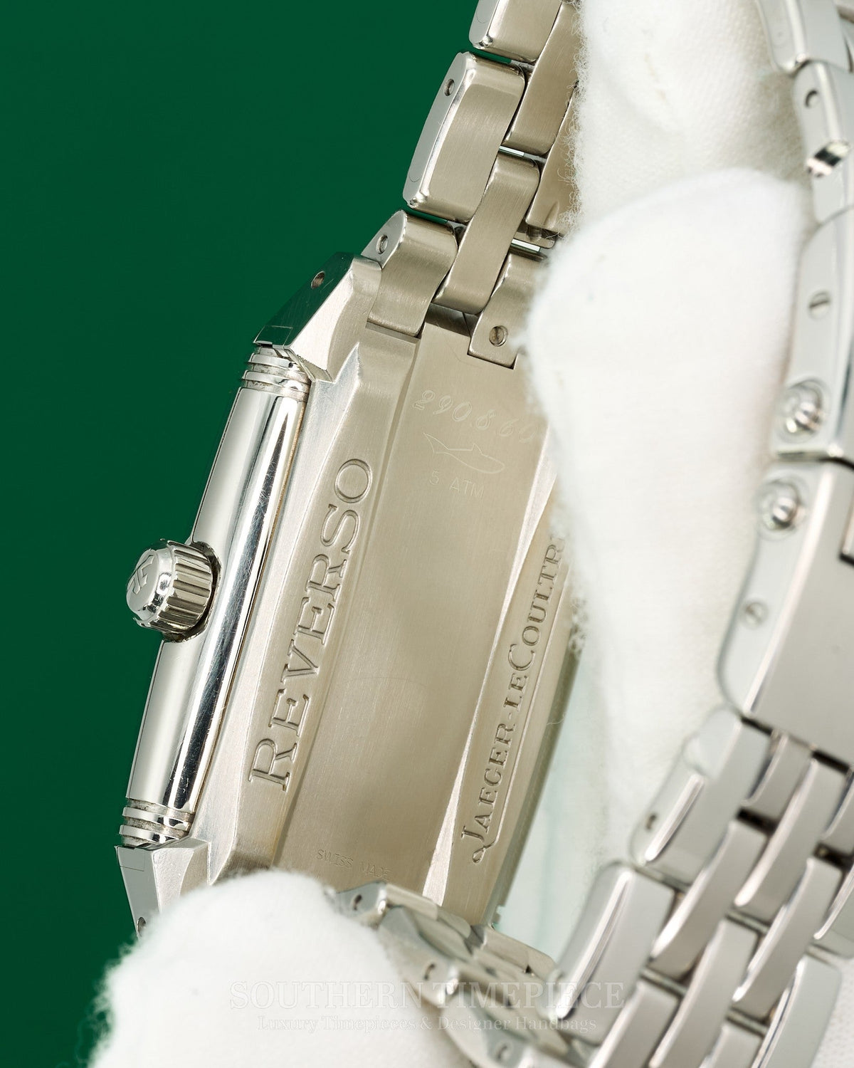 43x27mm Jaeger LeCoultre Gran Sport Reverso in Stainless Steel with White Dial (Ref: Q2908101)(Year: 2003)(Box & Papers)