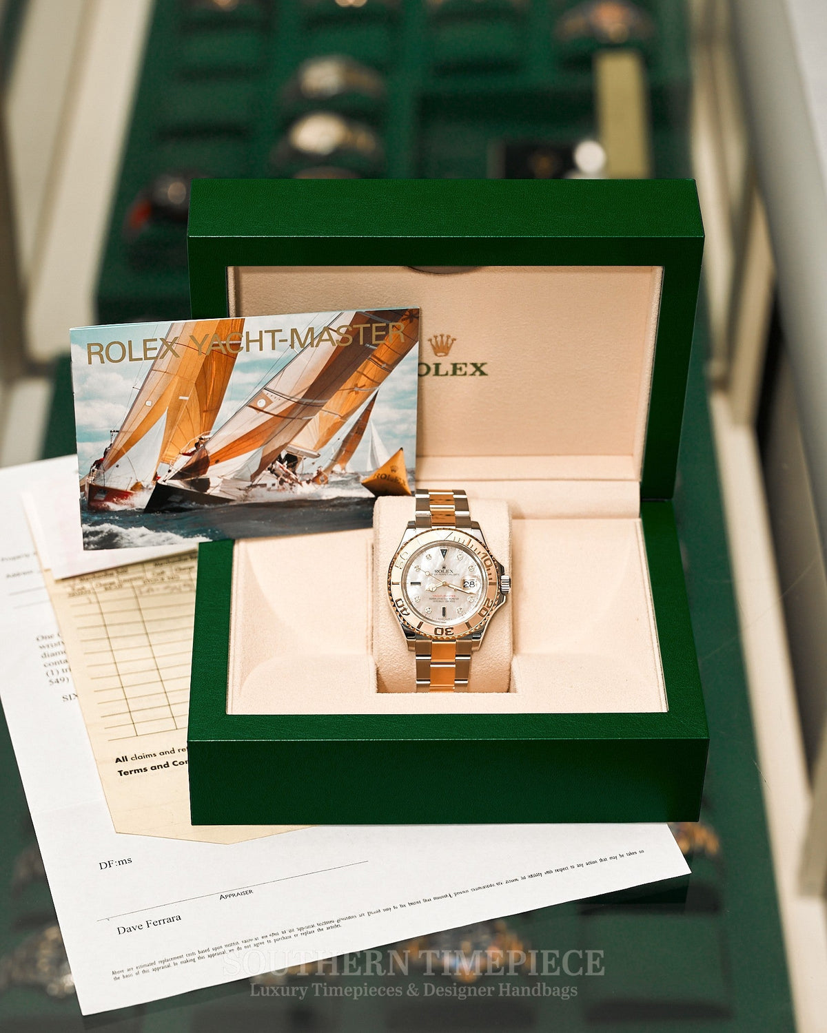40mm MINT Rolex Yacht-Master with Factory Mother of Pearl Diamond & Sapphire Dial in 18kt Yellow Gold and Stainless on Oyster (Ref: 16623)(Year: 2011)