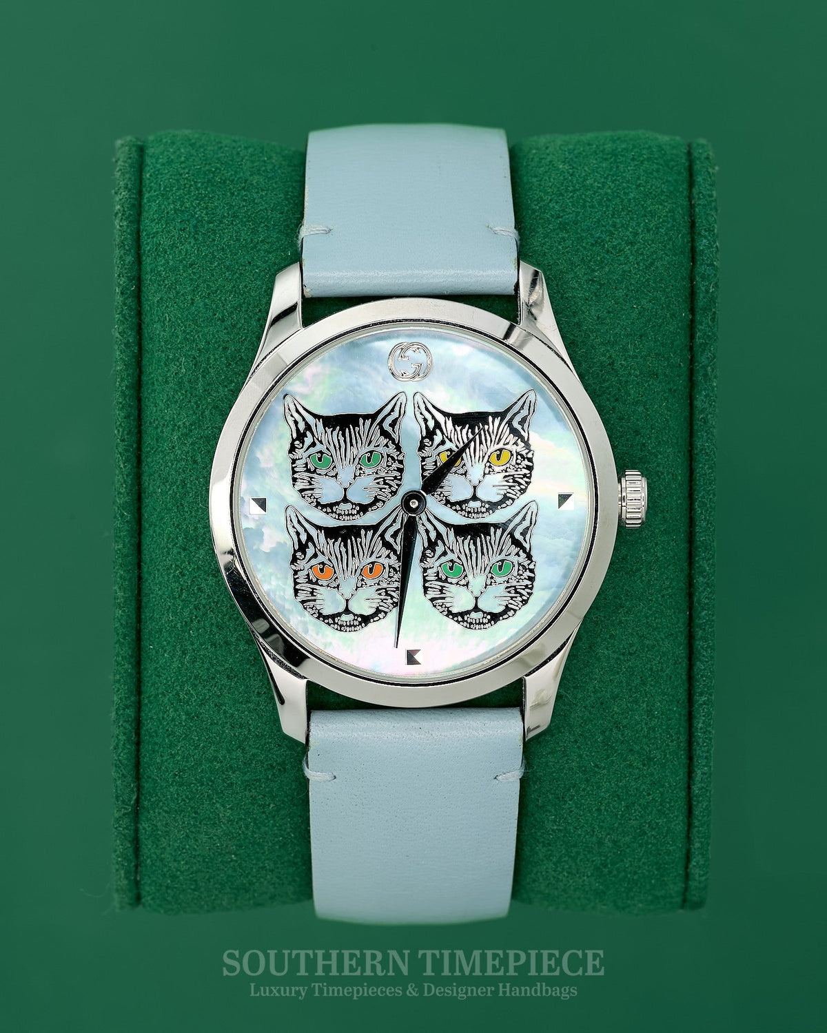 Gucci G-Timeless Contemporary Cats - Stainless Steel & Leather Strap Watch