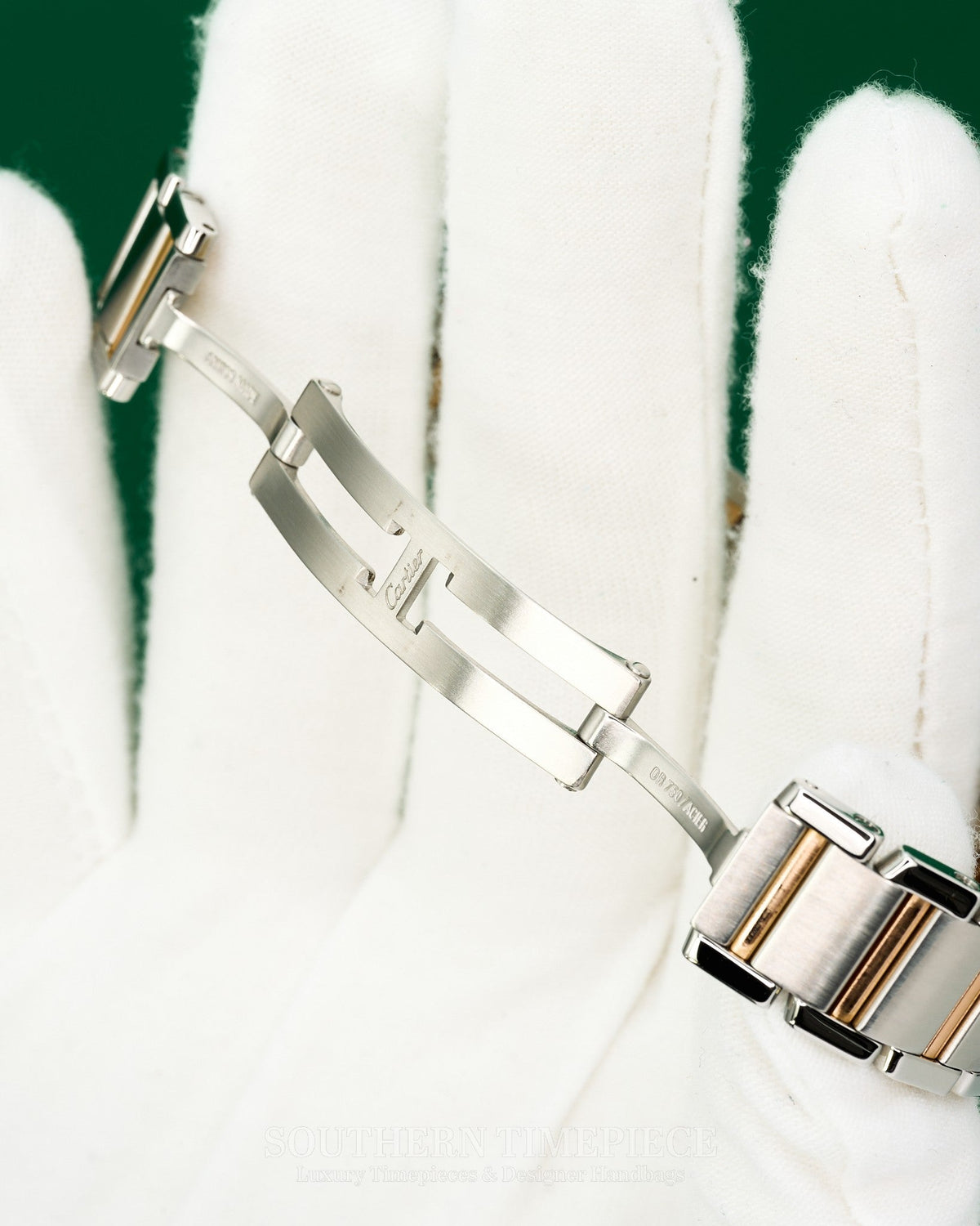 25mm Cartier Tank Francaise Small in 18kt Rose Gold and Stainless with Pink Mother of Pearl Dial and Custom Diamonds (Ref: W51027Q4)(2000's-2010's)