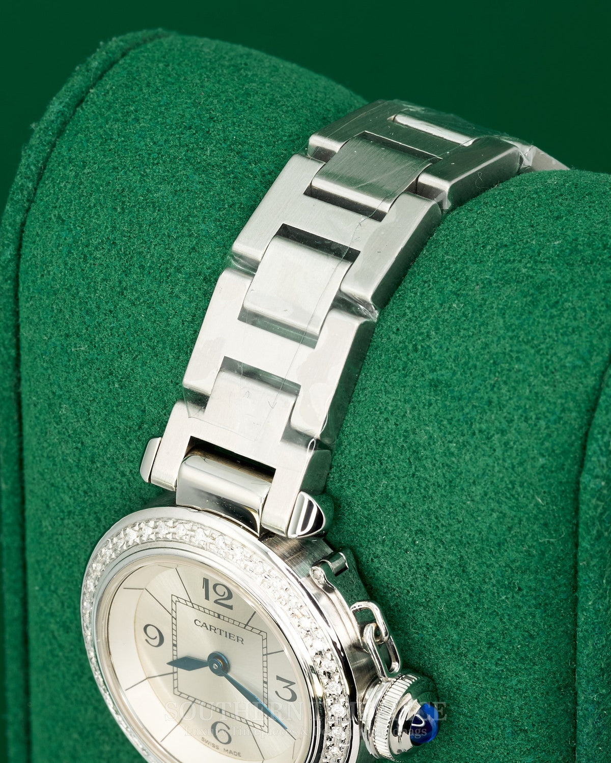 27mm Cartier Pasha Small Size in Stainless Steel with Custom Diamonds (Ref: W3140007)