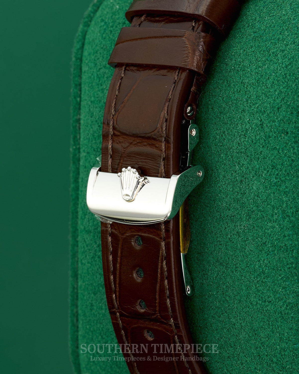 Brand New 2026 39mm Rolex 1908 in Solid Platinum with Ice Blue Dial on Brown Alligator Leather Strap (Ref: 52506)(Year: 2026)(Box & Papers)