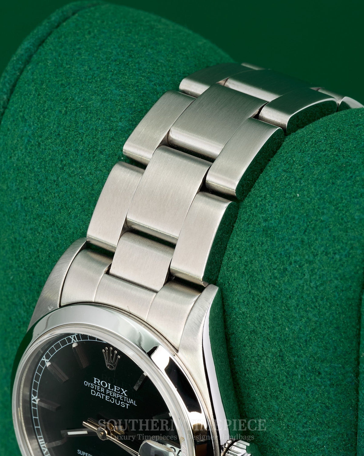 31mm Rolex Datejust in Stainless Steel with Black Stick Dial and Smooth Bezel on Oyster Bracelet (Ref: 78240)(Year: 2005)(Papers)