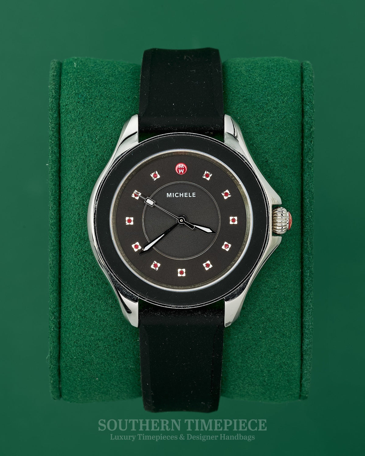 Michele Cape Watch w/ Black Silicone Band