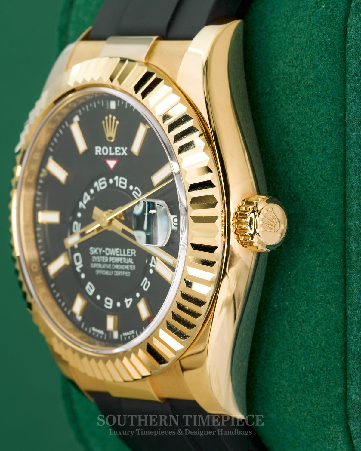 42mm Rolex Sky-Dweller on Oysterflex in Solid 18kt Yellow Gold with Black Dial (Ref: 326238)(Year: 2021)(Box & Papers)