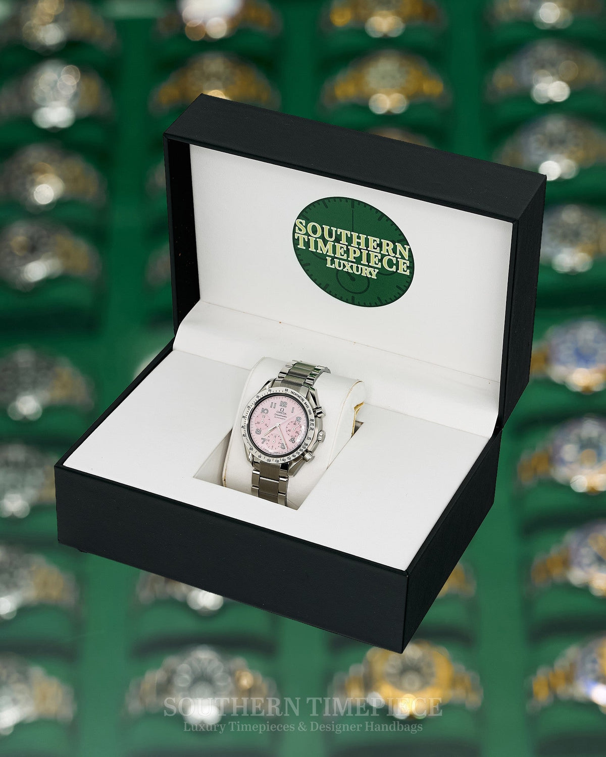 39mm Omega Speedmaster Japan Limited Edition with Pink Mother of Pearl Dial in Stainless (Ref: 3502.78.00)(Year: 2000-2010)