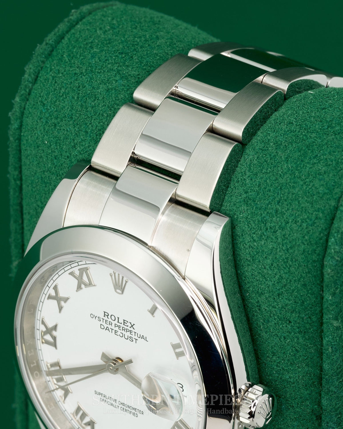 41mm Rolex Datejust with White Roman Numeral Dial and Smooth Bezel on Oyster (Ref: 126300)(Year: 2018)(Box & Papers)